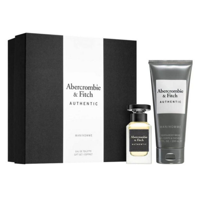 Abercrombie & Fitch Authentic Men Set EDT 50mL + Hair & Body Wash 200mL along with its packing