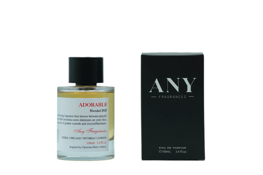Perfume bottle and packaging of ANY Fragrances Adorable EDP 100mL Spray