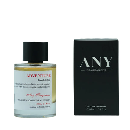 Perfume bottle and packaging of ANY Fragrances Adventure EDP 100mL Spray