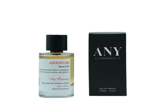 Perfume bottle and packaging of ANY Fragrances Adventure EDP 100mL Spray