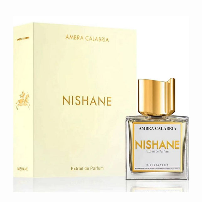 Nishane Ambra Calabria Parfum 50mL along with its Packaging