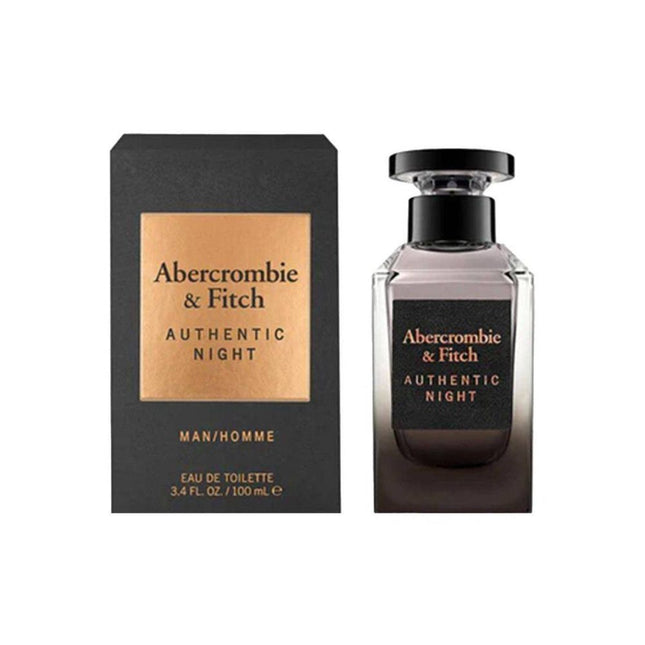 Abercrombie & Fitch Authentic Night perfume bottle and packaging on a white background