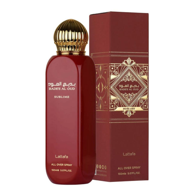 Badee Al Oud Sublime All Over Spray Body Mist 150mL along with its Packing