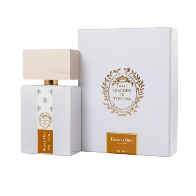 Bianco Oro EDP 100mL by Giardini Di Toscana along with its Packing