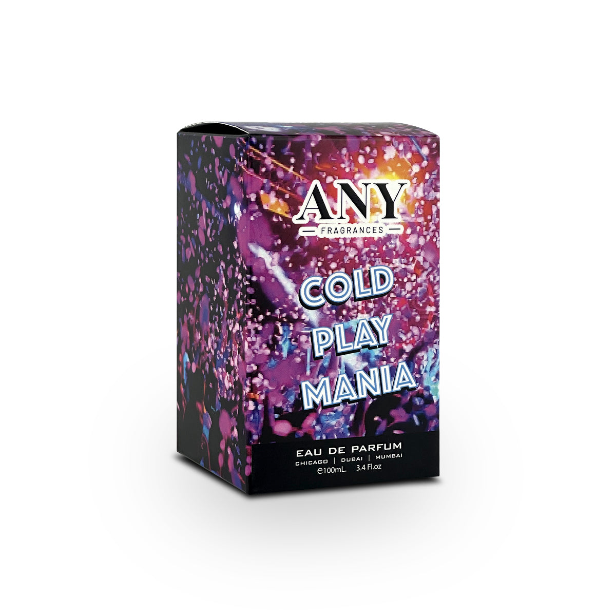 Box of EDP 100mL bottle of COLD PLAY MANIA by ANY fragrances