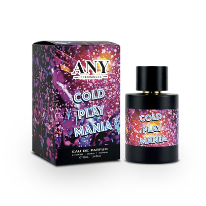 An EDP 100mL bottle of COLD PLAY MANIA by ANY fragrances along with its Box