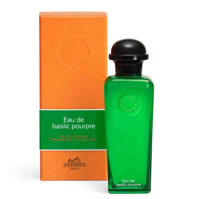 Hermes Eau de Basilic Pourpre EDC 100mL along with its Packaging