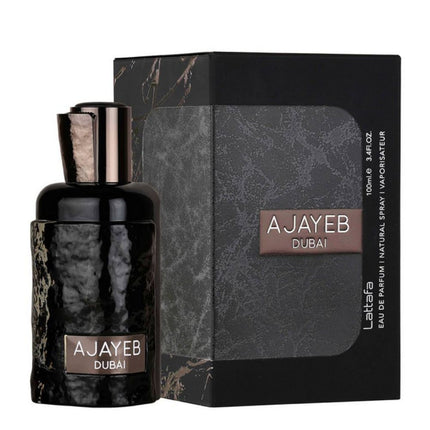 Lattafa Ajayeb Dubai EDP 100mL along with its Packaging