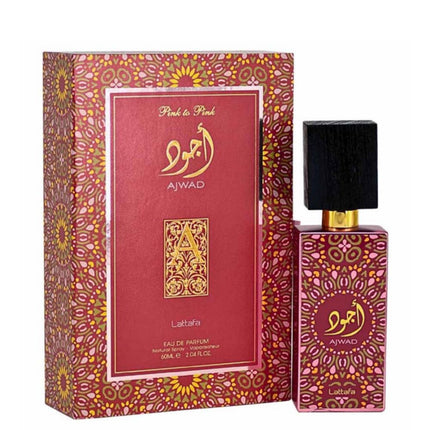 Lattafa Ajwad Pink To Pink EDP 60mL along with its Packaging