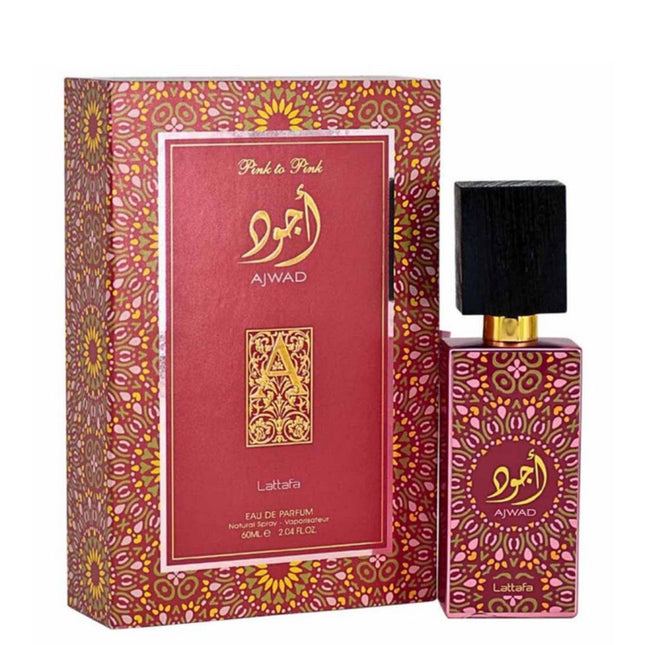 Lattafa Ajwad Pink To Pink EDP 60mL along with its Packaging