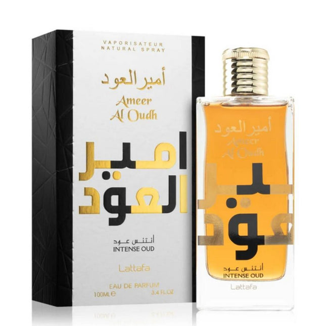 Lattafa Ameer Al Oudh Intense Oud EDP 100mL along with its Packaging
