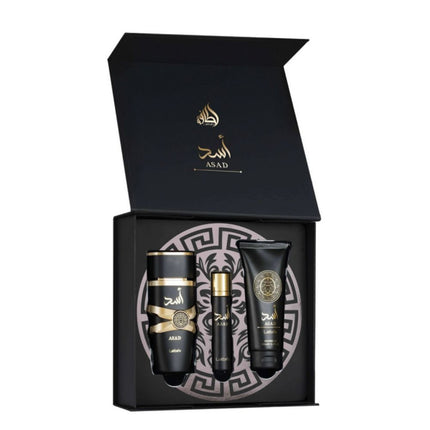 Lattafa Asad 3-in-1 Gift Set | Includes 100ml EDP, 12ml EDP, and Shower Gel
