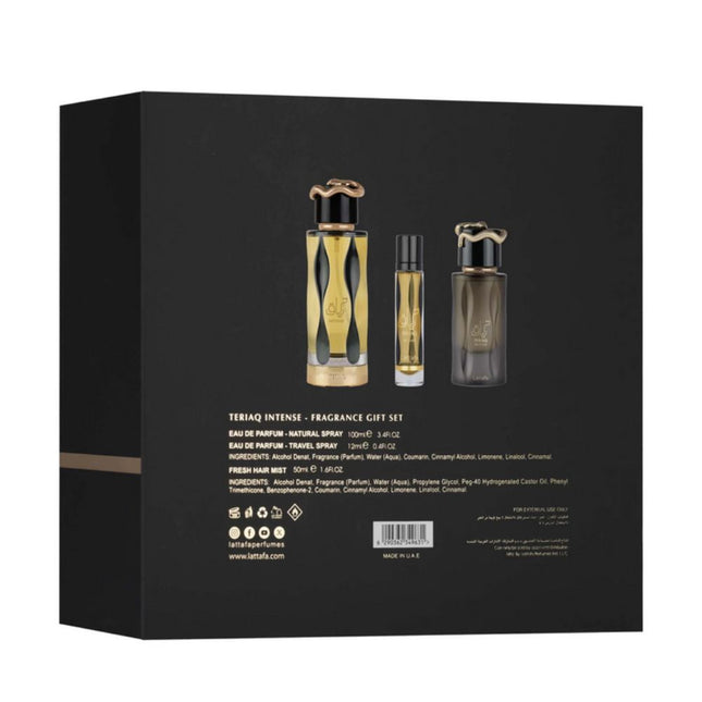 Lattafa Musamam White Intense 3-in-1 Gift Set | Includes 100ml EDP, 12ml EDP, and Luxurious Hair Mist