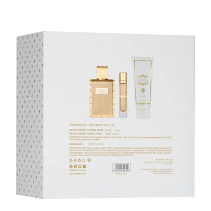 Lattafa The Kingdom Man 3-in-1 Gift Set | Includes 100ml EDP, 12ml EDP, and Shower Gel