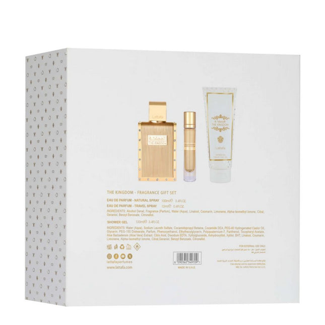 Lattafa The Kingdom Man 3-in-1 Gift Set | Includes 100ml EDP, 12ml EDP, and Shower Gel