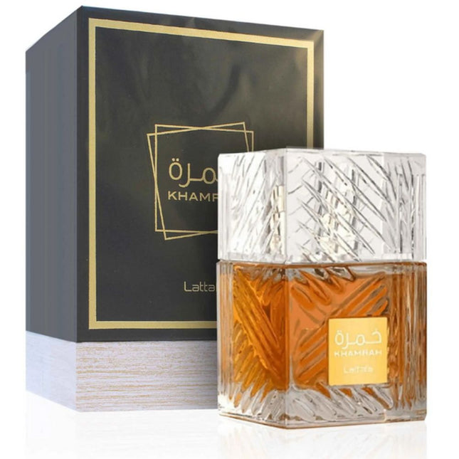 Lattafa Fakhar Rose for Women EDP 100mL along with its packaging
