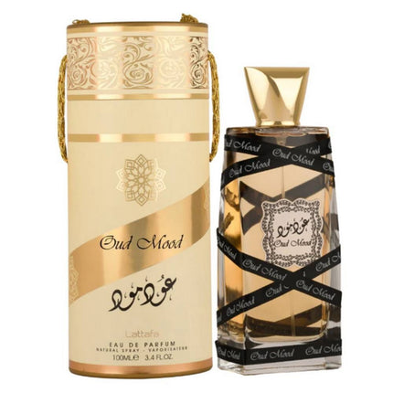 Lattafa Oud Mood EDP 100mL along with its Packaging