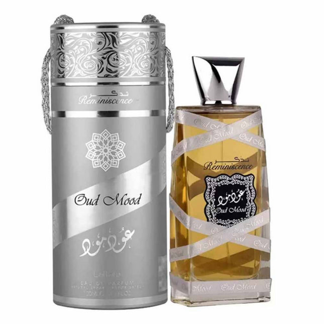 Lattafa Oud Mood Reminiscence EDP 100mL along with its Packaging
