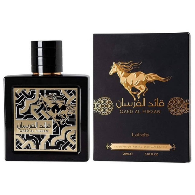 Lattafa Qaed Al Fursan EDP 90mL along with its Packaging