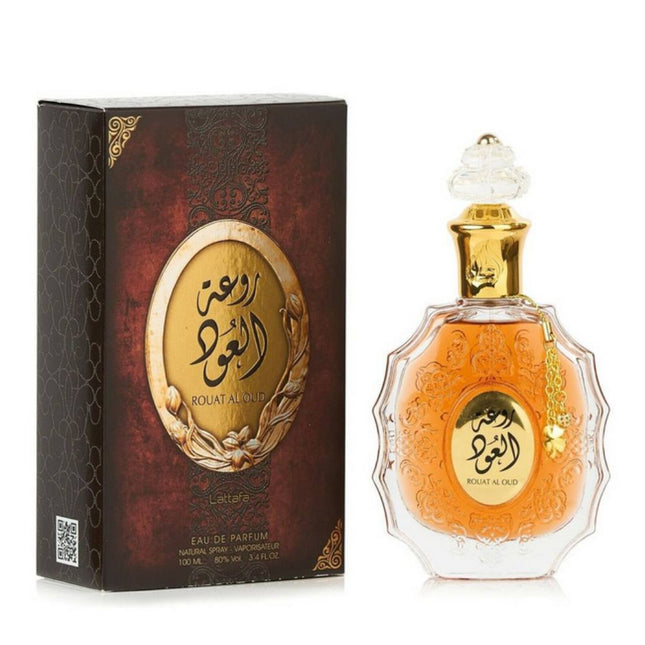 Lattafa Rouat Al Oud EDP 100mL along with its Packaging