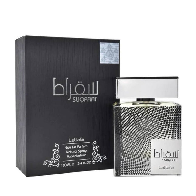 Lattafa Suqraat For Men EDP 100mL along with its packaging