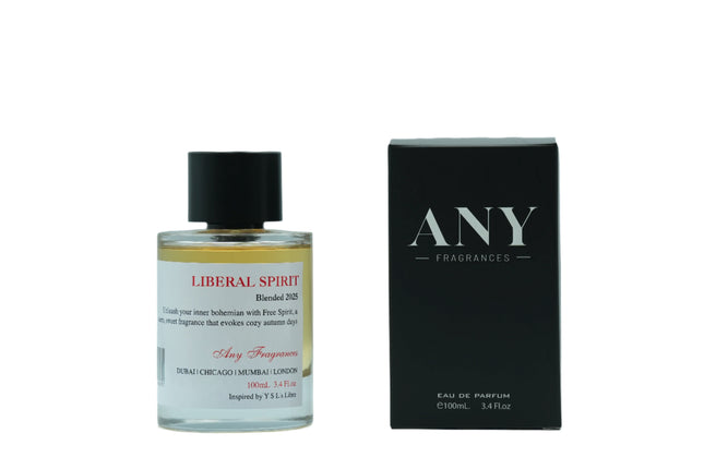 Perfume bottle and packaging of 'Liberal Spirit' by ANY Fragrances.