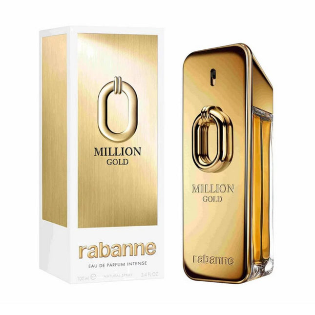 Million Gold For Men Eau De Parfum Intense 100mL by Paco Rabanne along with its Packaging