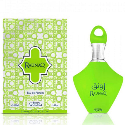 Raunaq EDP 100mL by Nabeel Perfumes along with its packaging