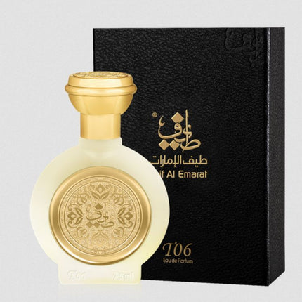 T06 Glory Eau de Parfum 75mL bottle by Taif Al Emarat along with the Packing