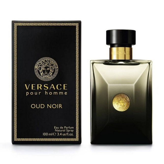 Versace Pour Homme Oud Noir EDP 100mL along with its Packaging