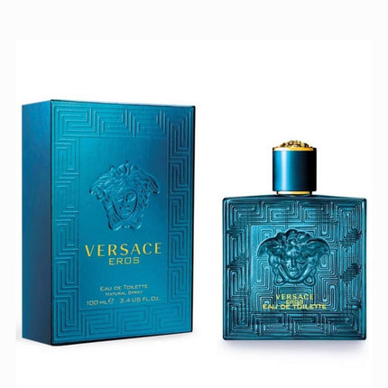 Versace Eros EDT 100mL along with its packaging