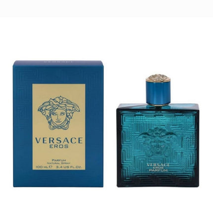 Versace Eros Parfum 100mL along with its packaging