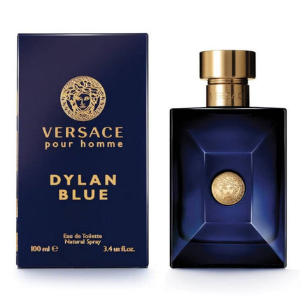 Versace Pour Homme Dylan Blue EDT 100mL along with its packaging