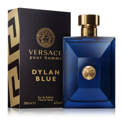 Versace Pour Homme Dylan Blue EDT 200mL along with its packaging