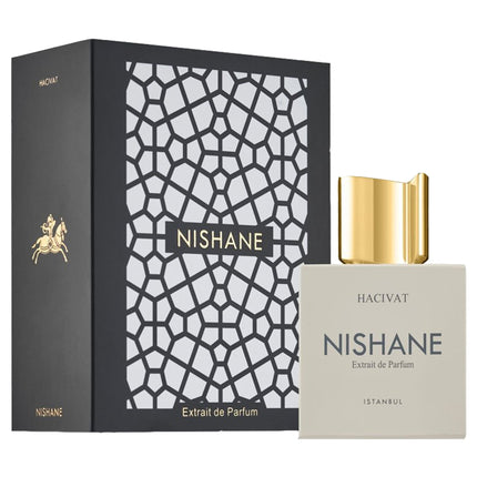 Nishane Hacivat Extrait de Parfum bottle and packaging on a white background