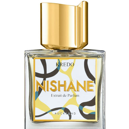 KREDO Nishane perfume bottle with gold cap on a white background