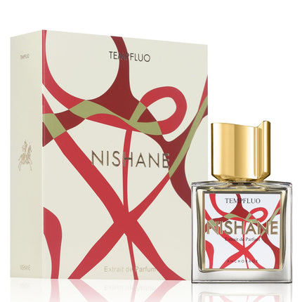 Nishane perfume bottle and packaging with red and gold design