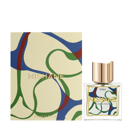 Nishane Tero perfume bottle and packaging with abstract design